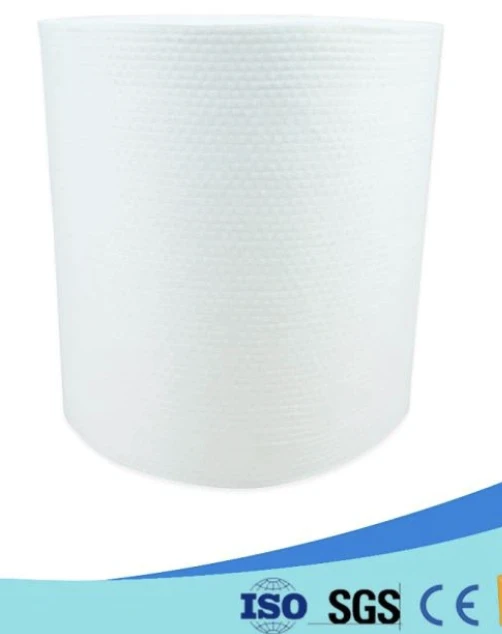 Hochwertiges Spunlace-Material aus gekreuztem, gelapptem, glattem Vliesstoff aus weichem Viskose-Polyester